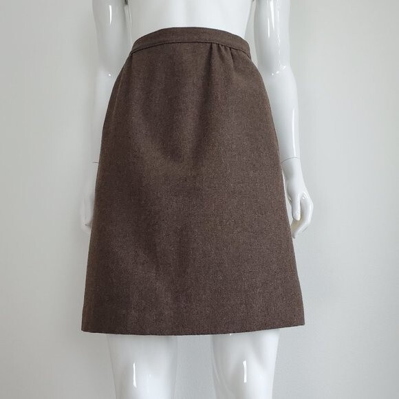 Vintage 70's Brown Wool Mini Skirt - Picture 1 of 8
